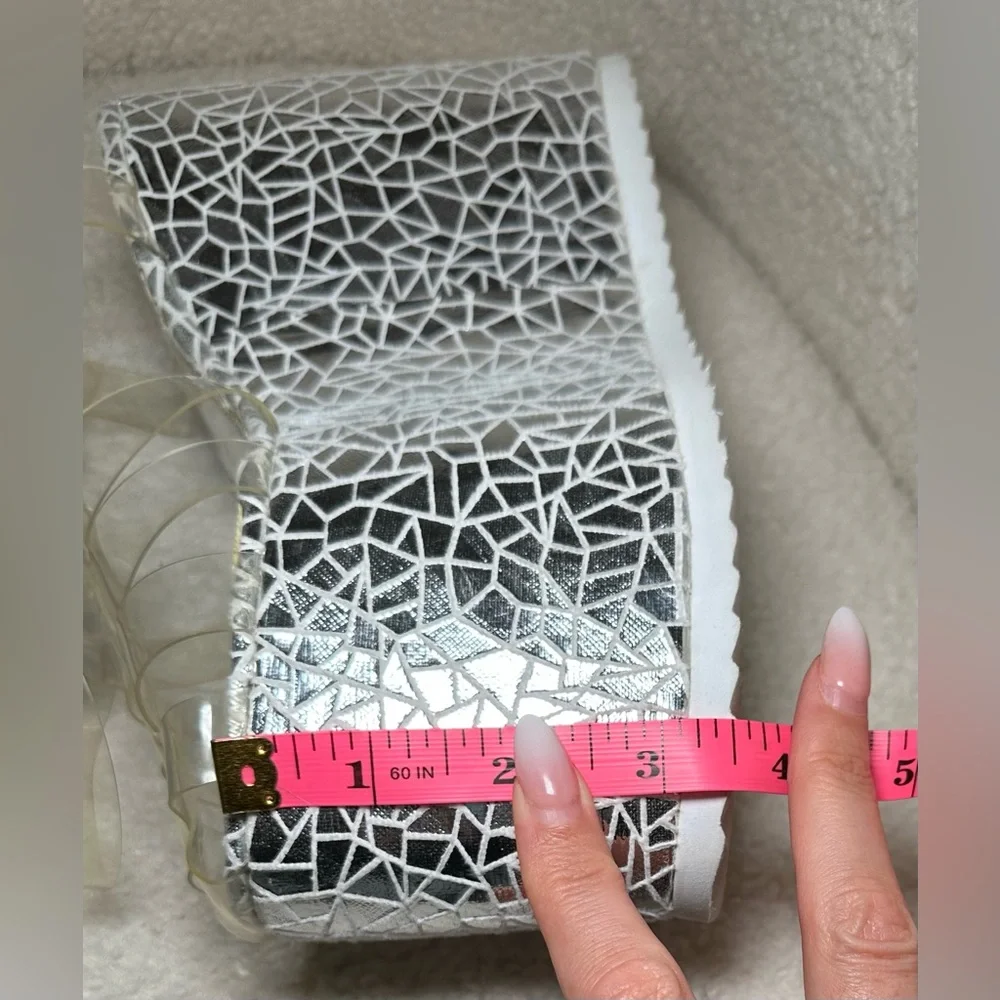 Lemon Drop‎ by Privileged Dolls Kill platform sandals silver white clear 7.5 8